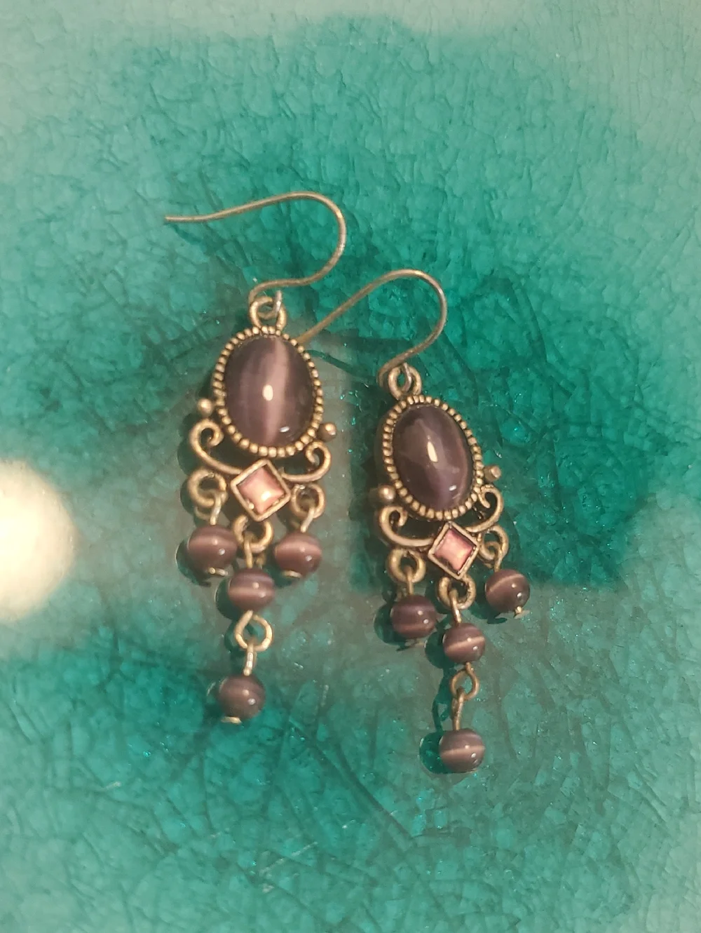 Handcrafted Purple Bead Dangle Earrings - Feminine Boho Style D
